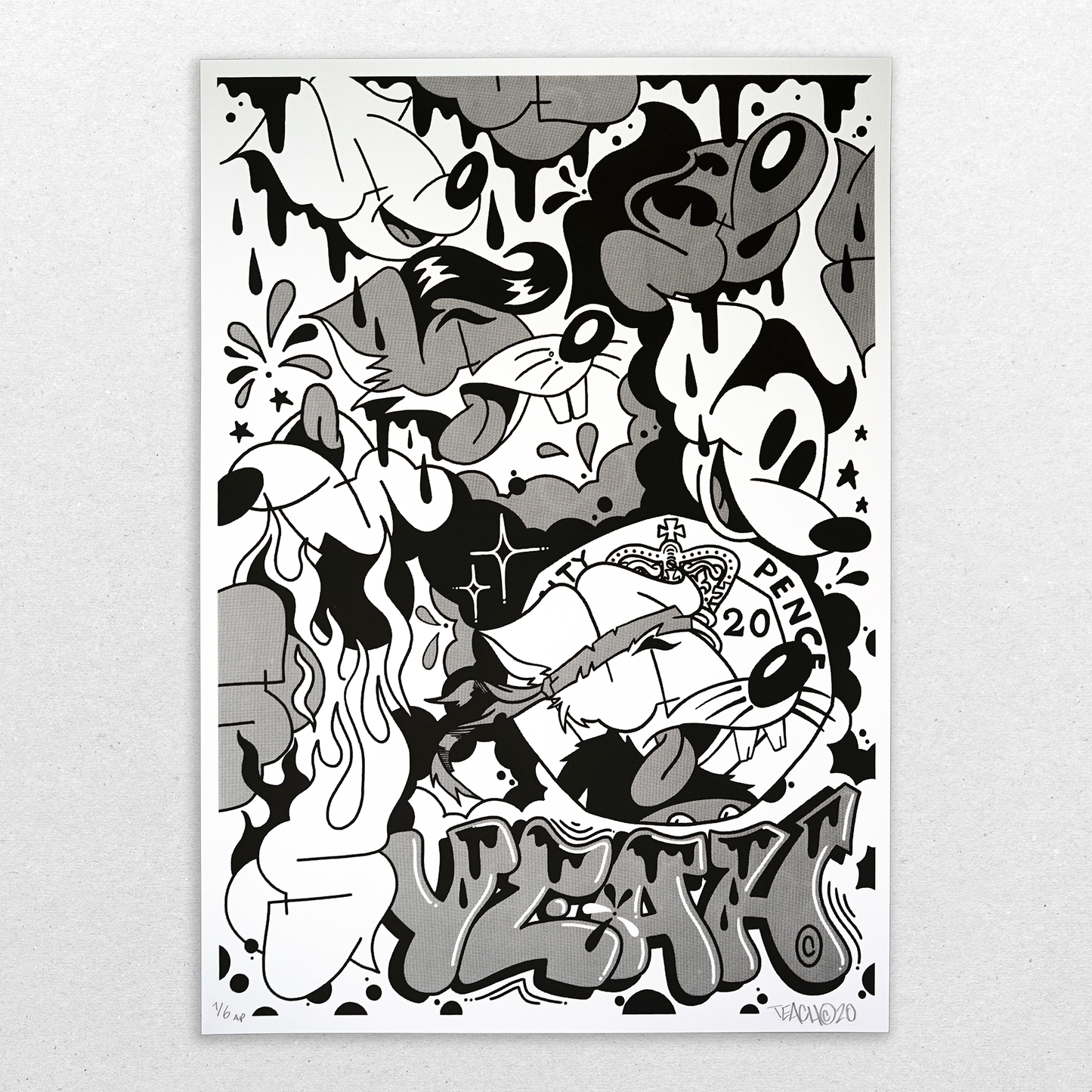 Yeah of the Rat Screen Print, black (AP)