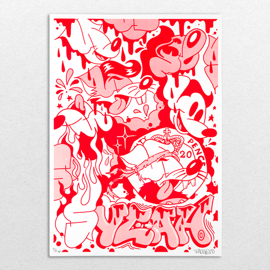 Yeah of the Rat Screen Print, red (AP)